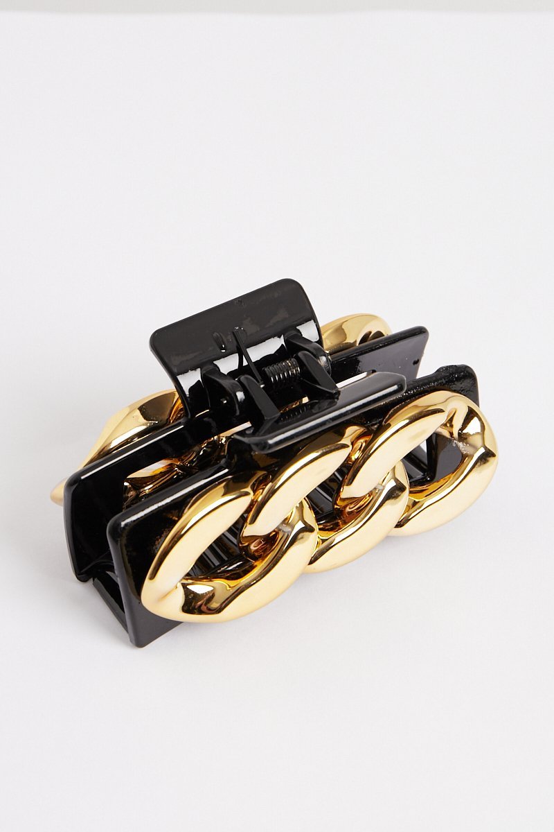 Black Gold Chain Link Hair Clip - Tailynn