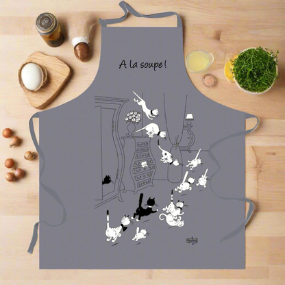 À la Soupe! Dubout Cats Apron Grey