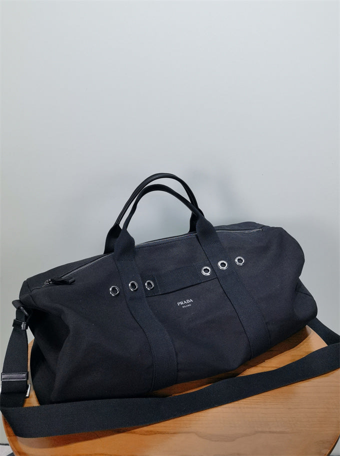 Prada canvas duffel bag black