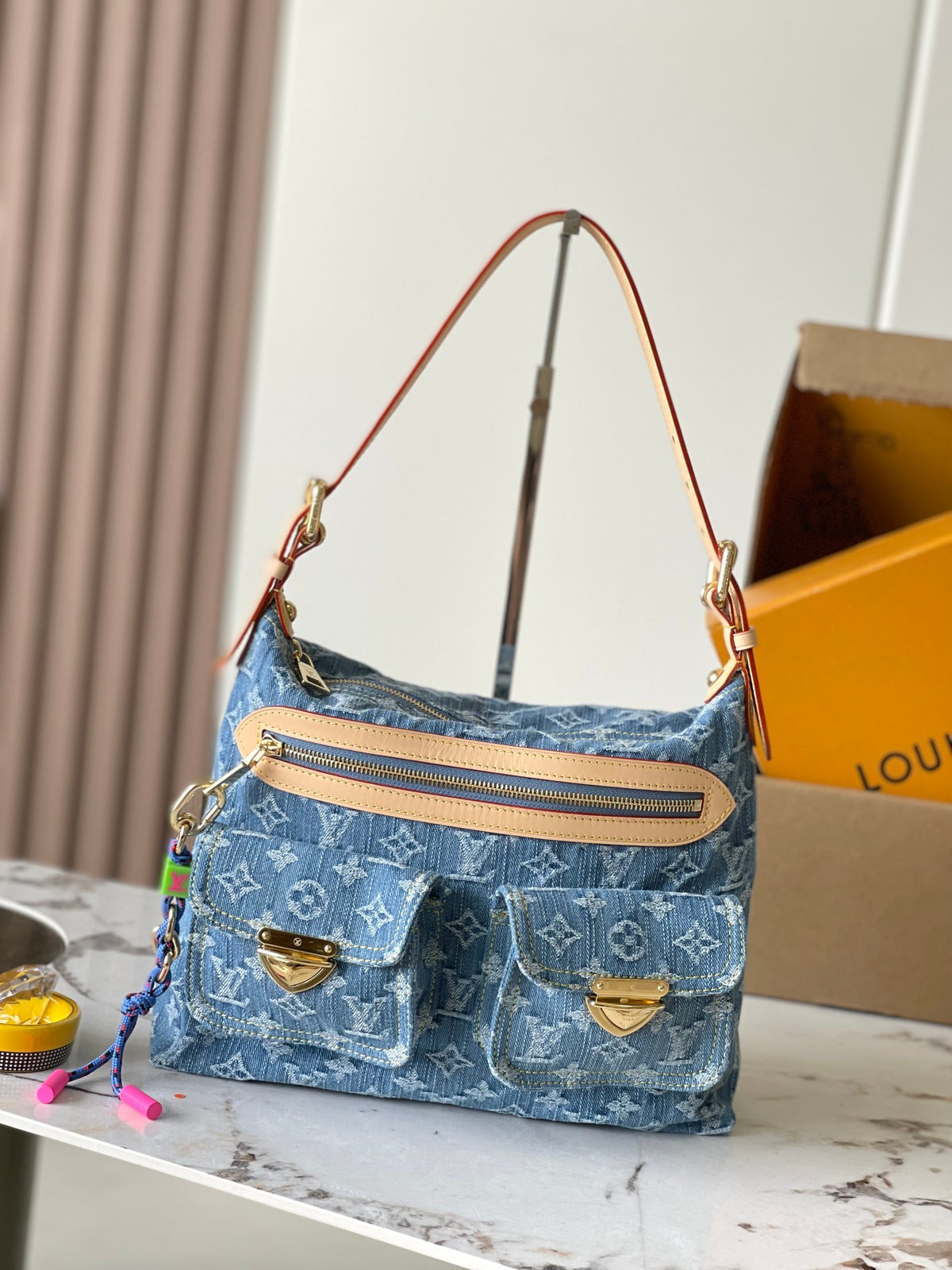 Louis Vuitton Monogram Denim Baggy MM Blue Handbags