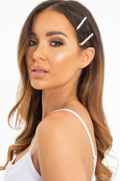Silver Pearl Detail Pack of 2 Barrettes - Harriet