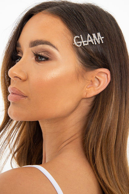 Silver Diamante Glam Slogan Hair Slide - Azelia