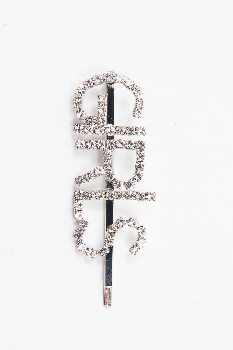 Silver Diamante Girls Slogan Hair Slide - Azelia