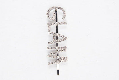 Silver Diamante Glam Slogan Hair Slide - Azelia